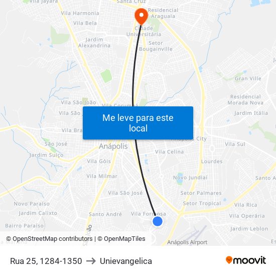 Rua 25, 1284-1350 to Unievangelica map