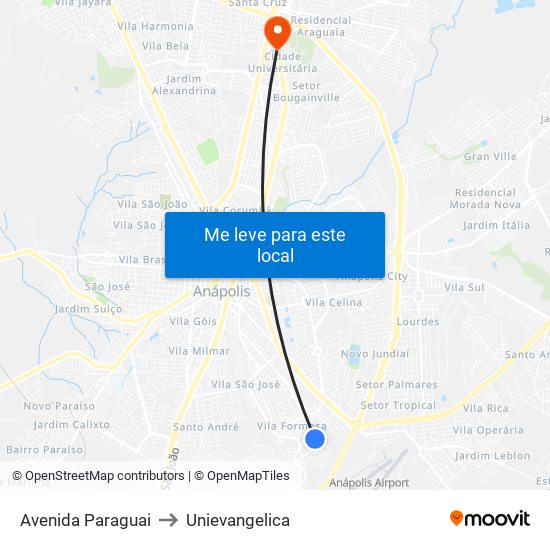 Avenida Paraguai to Unievangelica map