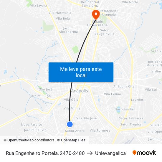 Rua Engenheiro Portela, 2470-2480 to Unievangelica map