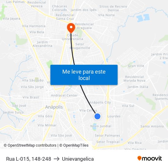 Rua L-015, 148-248 to Unievangelica map