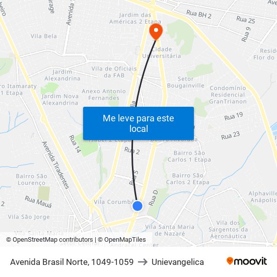Avenida Brasil Norte, 1049-1059 to Unievangelica map
