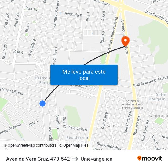 Avenida Vera Cruz, 470-542 to Unievangelica map