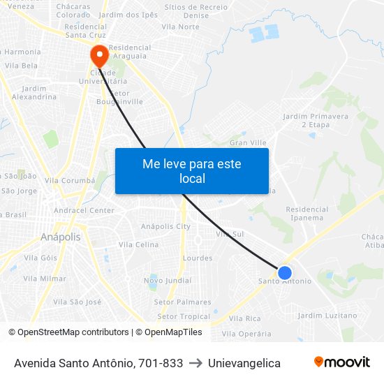 Avenida Santo Antônio, 701-833 to Unievangelica map
