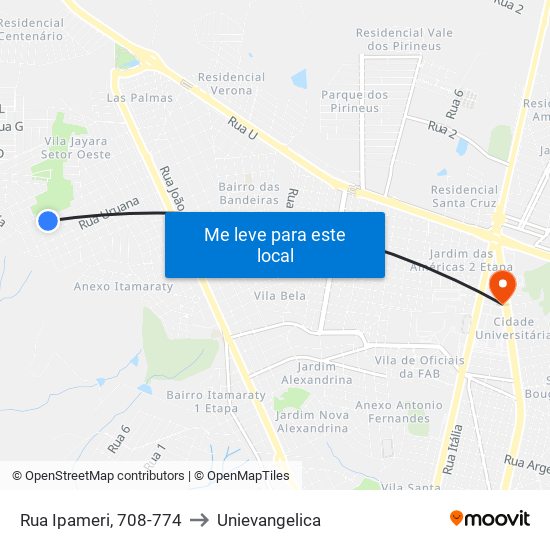 Rua Ipameri, 708-774 to Unievangelica map