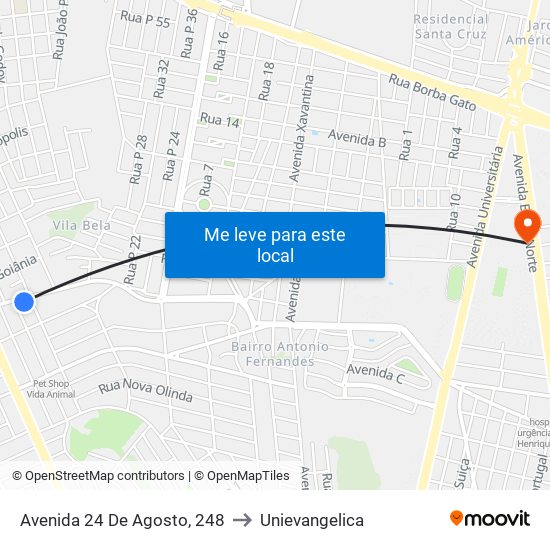 Avenida 24 De Agosto, 248 to Unievangelica map