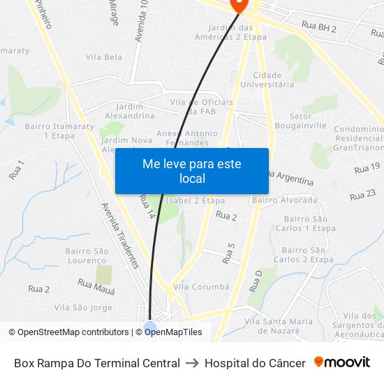 Box Rampa Do Terminal Central to Hospital do Câncer map