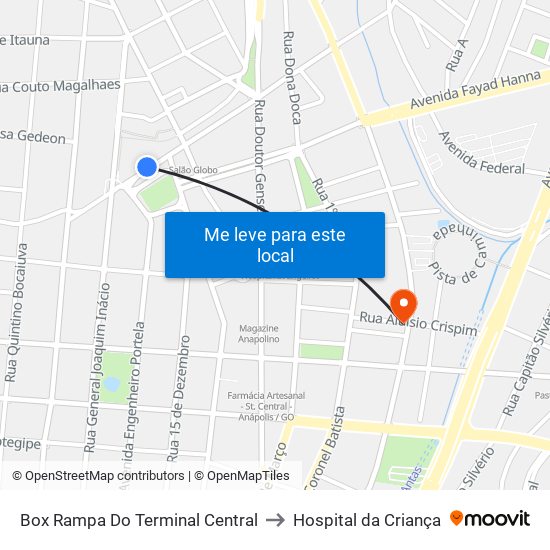 Box Rampa Do Terminal Central to Hospital da Criança map