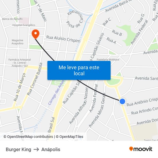 Burger King to Anápolis map