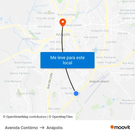 Avenida Contôrno to Anápolis map