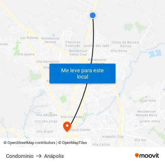Condominio to Anápolis map
