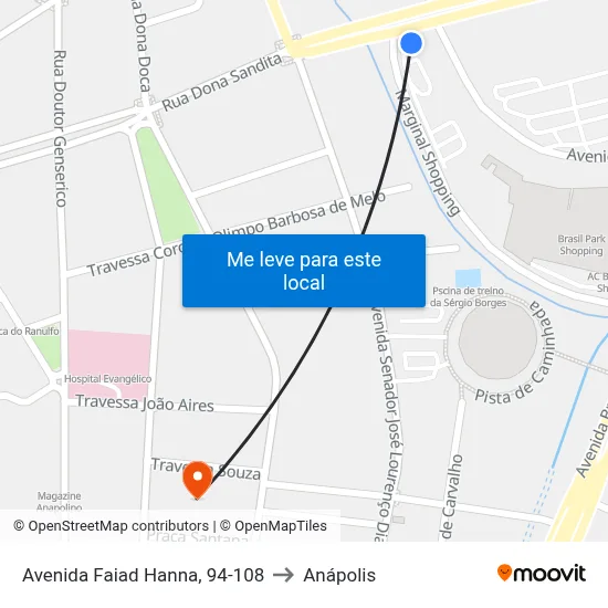 Avenida Faiad Hanna, 94-108 to Anápolis map