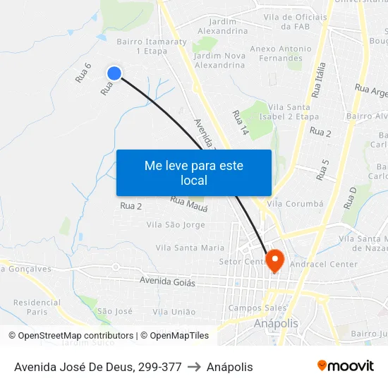 Avenida José De Deus, 299-377 to Anápolis map