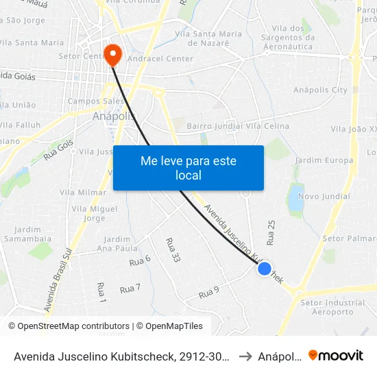 Avenida Juscelino Kubitscheck, 2912-3078 to Anápolis map