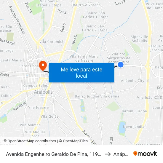 Avenida Engenheiro Geraldo De Pina, 1197-1211 to Anápolis map