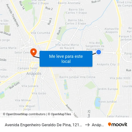 Avenida Engenheiro Geraldo De Pina, 1218-1224 to Anápolis map