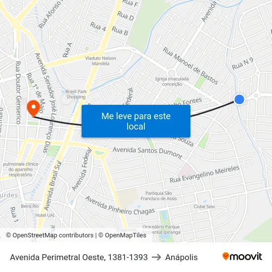 Avenida Perimetral Oeste, 1381-1393 to Anápolis map