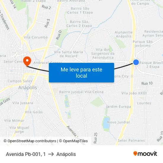 Avenida Pb-001, 1 to Anápolis map