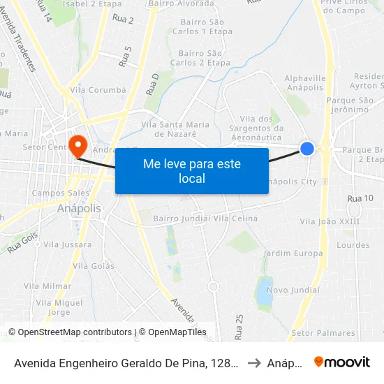 Avenida Engenheiro Geraldo De Pina, 1280-1286 to Anápolis map