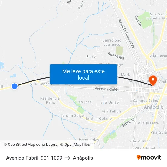 Avenida Fabril, 901-1099 to Anápolis map