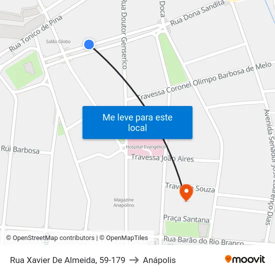 Rua Xavier De Almeida, 59-179 to Anápolis map