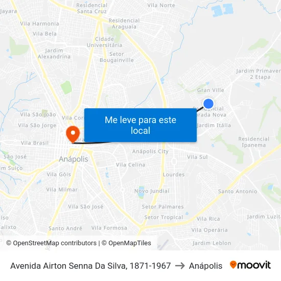 Avenida Airton Senna Da Silva, 1871-1967 to Anápolis map