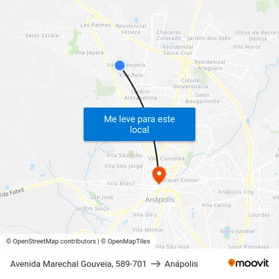 Avenida Marechal Gouveia, 589-701 to Anápolis map