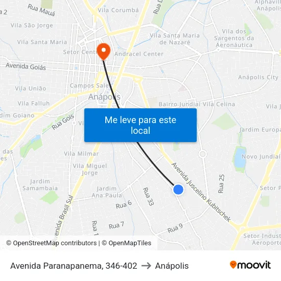 Avenida Paranapanema, 346-402 to Anápolis map
