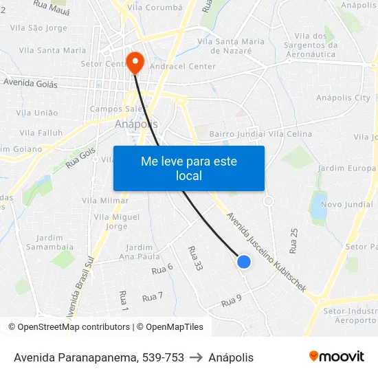 Avenida Paranapanema, 539-753 to Anápolis map