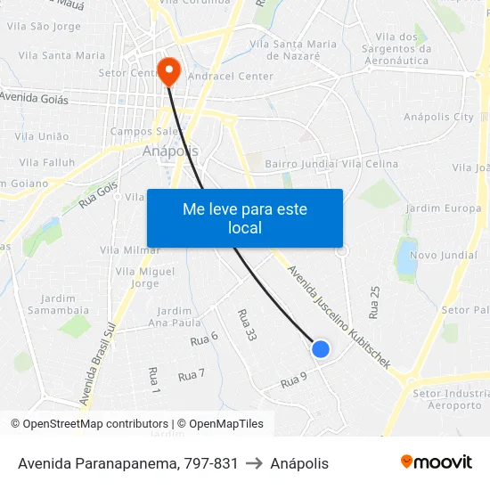 Avenida Paranapanema, 797-831 to Anápolis map