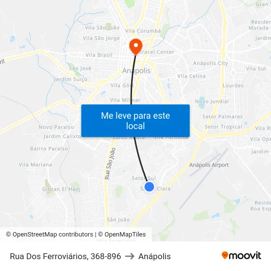Rua Dos Ferroviários, 368-896 to Anápolis map