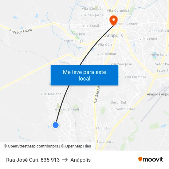 Rua José Curi, 835-913 to Anápolis map
