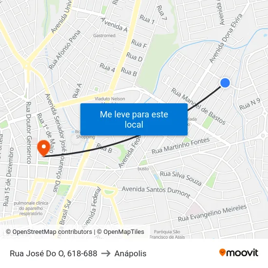 Rua José Do O, 618-688 to Anápolis map