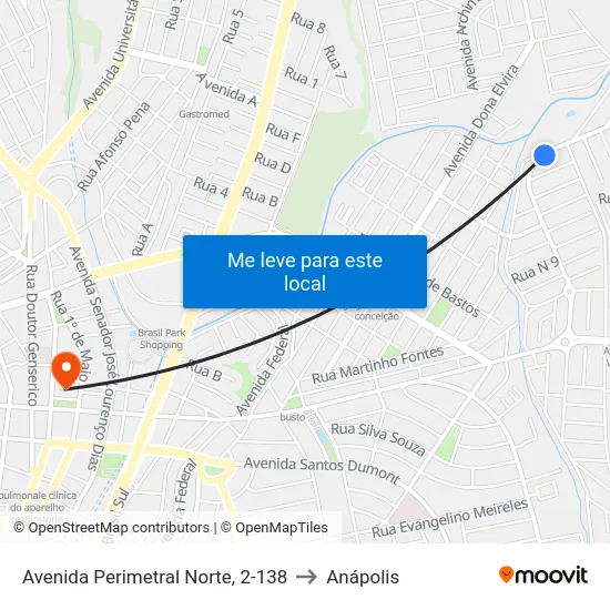 Avenida Perimetral Norte, 2-138 to Anápolis map