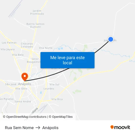 Rua Sem Nome to Anápolis map