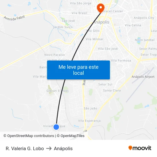 R. Valeria G. Lobo to Anápolis map