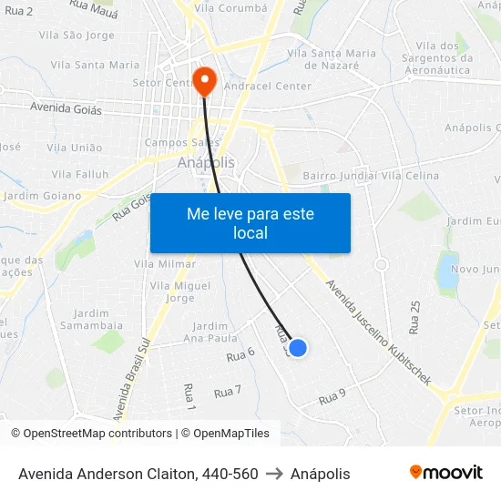 Avenida Anderson Claiton, 440-560 to Anápolis map