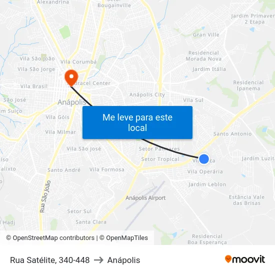 Rua Satélite, 340-448 to Anápolis map