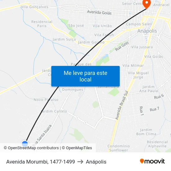 Avenida Morumbi, 1477-1499 to Anápolis map