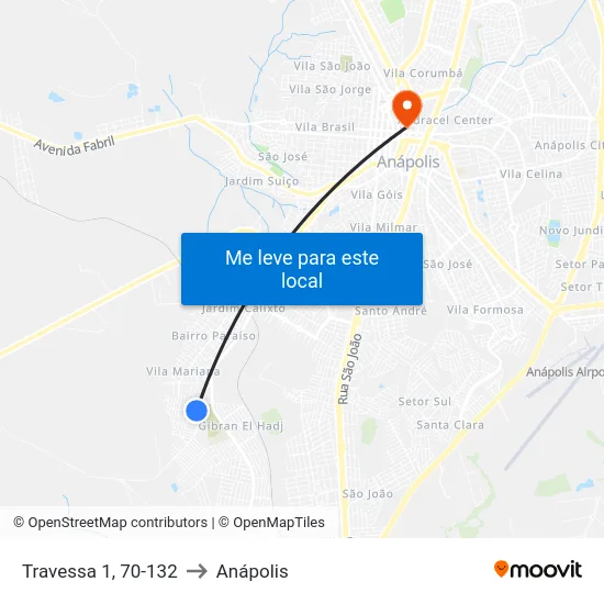 Travessa 1, 70-132 to Anápolis map