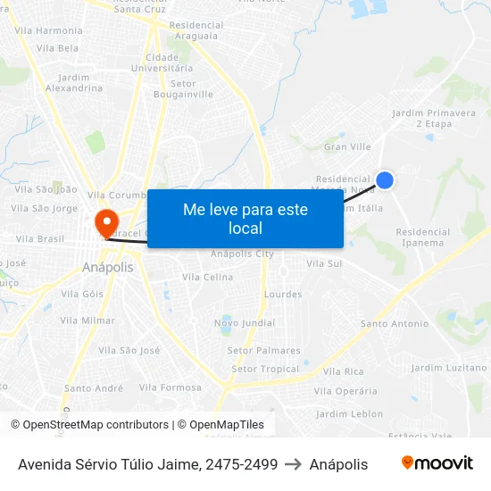 Avenida Sérvio Túlio Jaime, 2475-2499 to Anápolis map