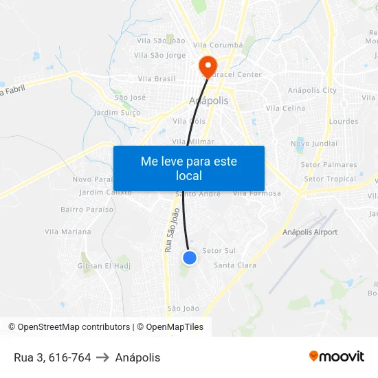 Rua 3, 616-764 to Anápolis map