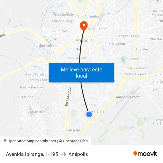 Avenida Ipiranga, 1-195 to Anápolis map