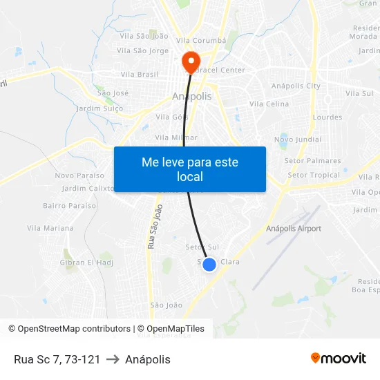 Rua Sc 7, 73-121 to Anápolis map