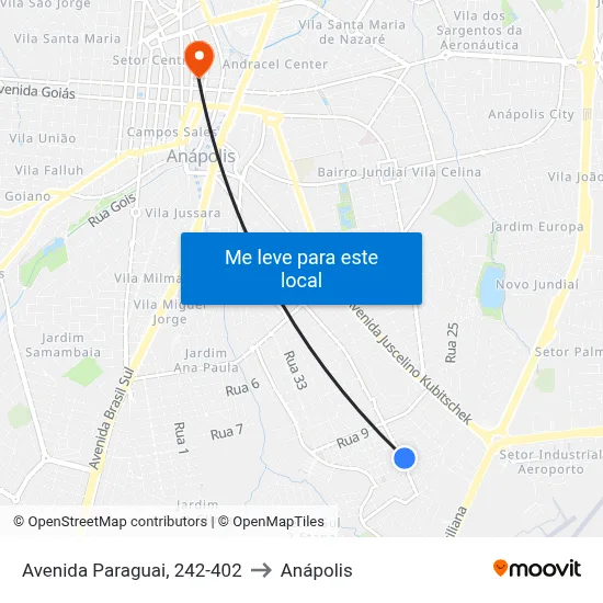 Avenida Paraguai, 242-402 to Anápolis map