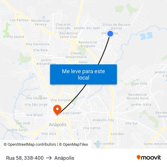 Rua 58, 338-400 to Anápolis map