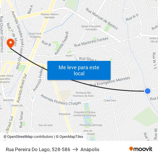 Rua Pereira Do Lago, 528-586 to Anápolis map