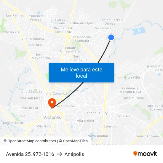 Avenida 25, 972-1016 to Anápolis map