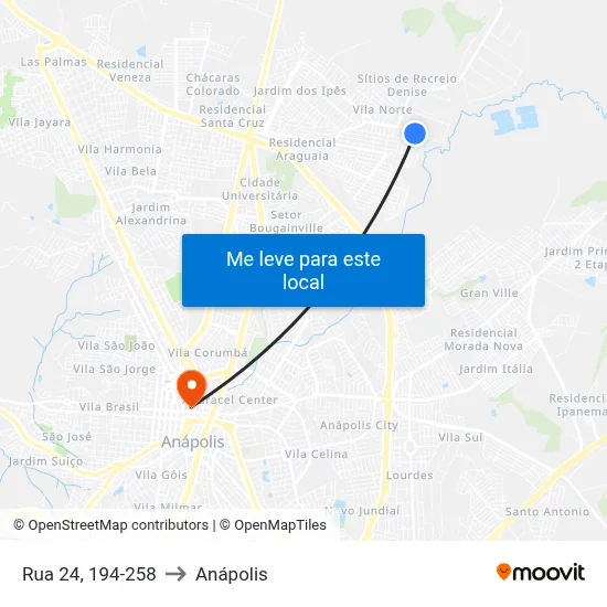 Rua 24, 194-258 to Anápolis map