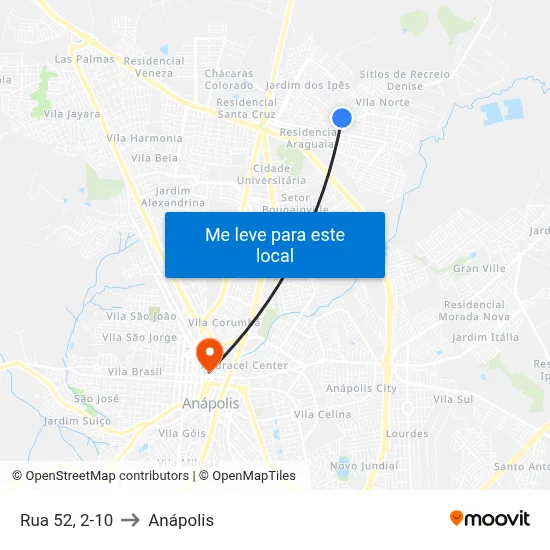 Rua 52, 2-10 to Anápolis map