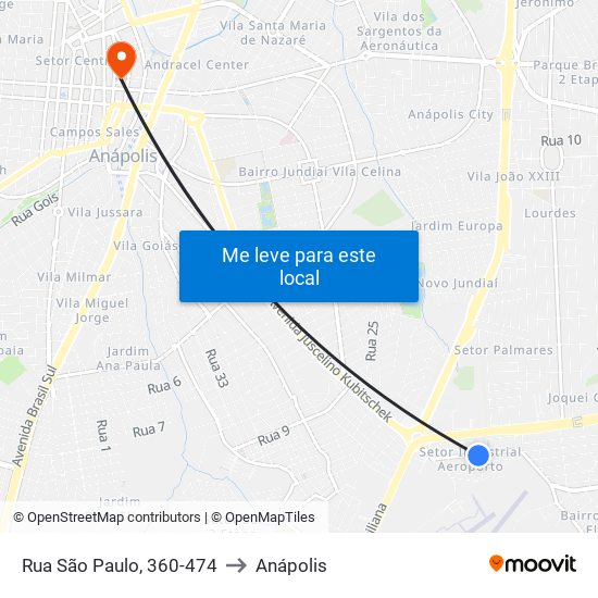 Rua São Paulo, 360-474 to Anápolis map